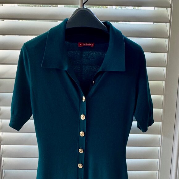 Gorgeous Altuzarra midi dress; Like New; Dark teal green/gold buttons; Size XS - Picture 1 of 3